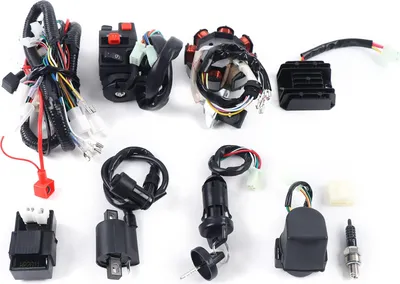 Obrázek produktu pro Sada kabelového svazku CDI pro motocykly, kompletní elektrický systém, odolná konstrukce, černá barva