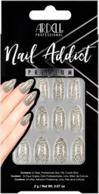 Produktbild von Ardell | 24 Tips - Künstliche Nägel - |Grau, Brokat| - Größe M - Tips - Nagelkleber - Grey Python - Komplettset