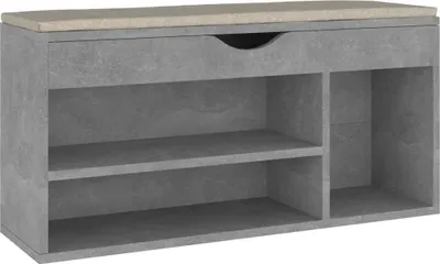 Obrázek produktu pro vidaXL Lavice na boty s polštářem betonová šedá 104x30x49 cm výrobek z odvozeného dřeva