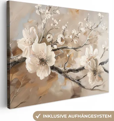 Obrázok produktu pre MuchoWow® - Plátno - Kvety - Príroda - Biela - Kvet - Abstrakt, nástenná maľba, nástenné dekorácie obrazy obývacia izba, 80x60cm