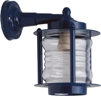 Produktbild von Außenwandlampe Messing Glas E27 IP23 24 cm hoch Blau Maritim Wandlampe außen