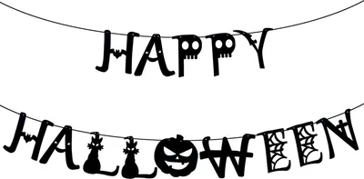 Produktbild von Oblique Unique Happy Halloween Girlande schwarz Horror Hänge Dekoration Banner für Halloween Grusel Motto Party
