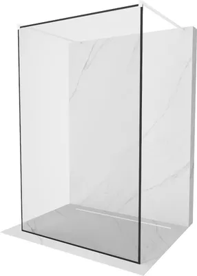 Produktbild von Mexen Kioto freistehende Duschwand 110 x 200 cm, Transparent/Schwarzes Design 8 mm, Weiß - 800-110-002-20-70