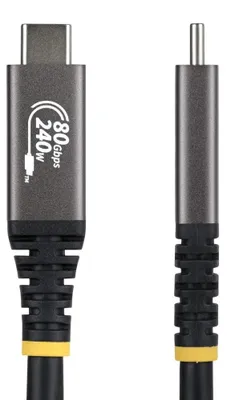Produktbild von StarTech.com 50cm USB4 Kabel, 80Gbps, USB-IF-es USB-C Ladekabel, 240W PD, 8K 120Hz/4K 240Hz DP2.1 DP80 Monitorkabel, Thunderbolt 4 Kompatibel - Schwarzes Dockingstation Kabel, 0,5 m, USB C, USB C, USB4 Gen 4x2, 80 Gbit/s, Schwarz