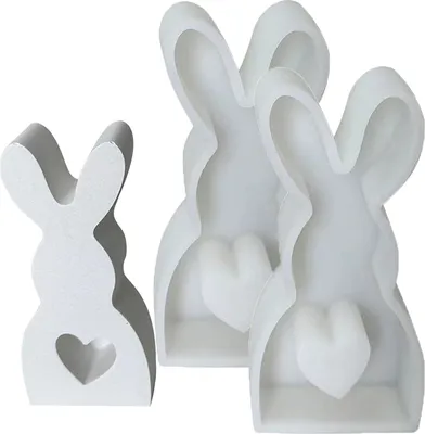 3-teilige Kaninchen-Silikonformen – Für Kerzen, Seife, Harz & Schokolade – Kreativ-Bastelset