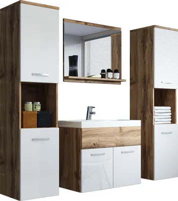 Image de Ensemble de salle de bain MAYRA XL - chêne wotan / blanc brillant