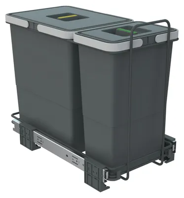 Produktbild von ECOFIL Abfallsammler 18+8L mit Deckel; vollausziebar; Bodenmontage ab Korpusbreite 30cm