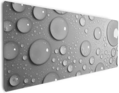 Produktbild von Wallario Premium Leinwandbild Wassertropfen in schwarz weiß in Größe 30 x 75 cm
