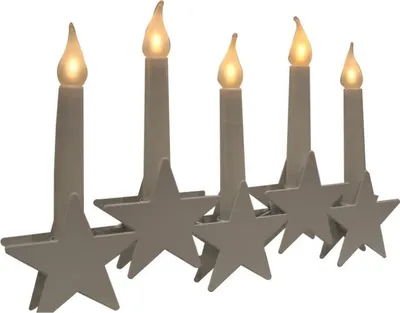 Zdjęcie produktu dla Biały Metalowy Świecznik Stojący z 5 LED Gwiazdkami i Zasilaniem Bateryjnym