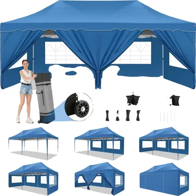 Produktbild von Gazebo Zelt, wasserdichtes Gewebe, abnehmbare Seitenwände, Blau