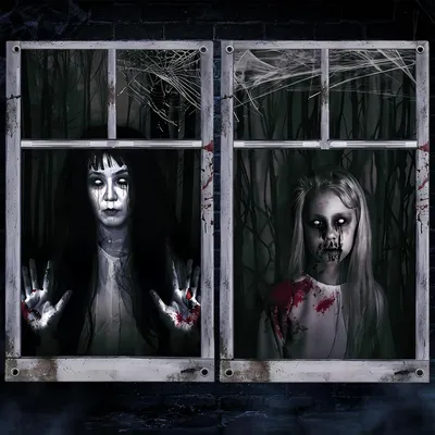 Productafbeelding van Halloween decoratie buiten binnen 2 stuks Halloween raamafbeeldingen 80 x