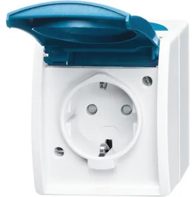 Produktbild von Busch-Jaeger 2083-0-0842, CEE 7/3, 2P+E, Blau, Weiß, IP44, 250 V, 16 A