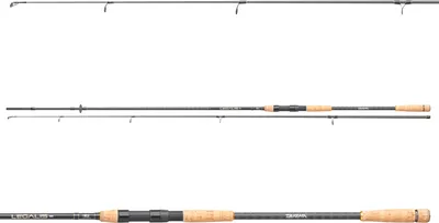 Three fishing rods are shown against a white background.