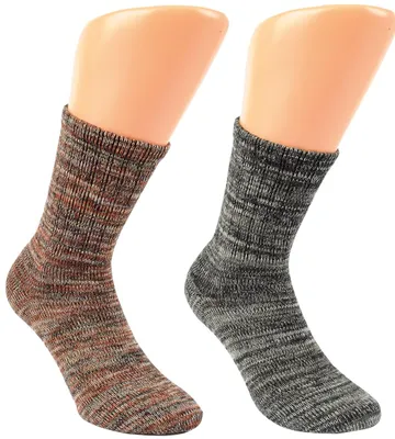 Produktbild von Bambus Viskose Socken warm Herbst Winter meliert Gr. 35-38 Braun/Olivgrün 2 Paar