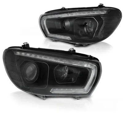 Productafbeelding van Xenon koplampen met LED-dagrijverlichting, geschikt voor VW Scirocco 3 (modeljaren 2008-), zwart, met dynamische knipperlichten