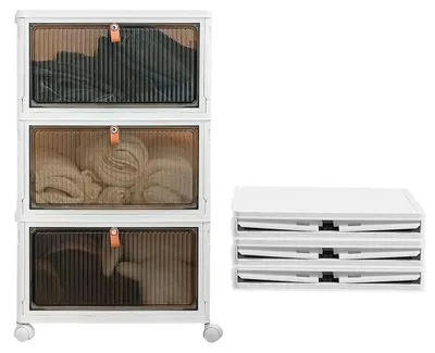 Obrázek produktu pro Úložná krabice, stohovatelná, snadno přenosná, 3 kusy