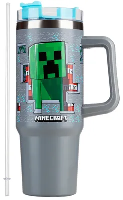 Produktbild von Isolierender Kinderbecher - 880 ml - Grau, Minecraft-Design