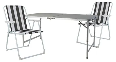 Productafbeelding van Set van 3 campingmeubels: outdoor campingstoel, tafel, aluminium
