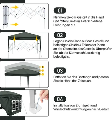 Immagine prodotto di TolleTour 3 x 3m Padiglione Pop Up Tenda da Giardino Pieghevole, Con Luce Solare LED con Lati Protezione UV 50+ Padiglioni Tende Festa Tendone per Campeggio Giardino Matrimonio Spiaggia Blu