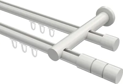 Produktbild von Interdeco Innenlaufstange / Gardinenstange mit Innenlauf Weiß, Typ Platon Elanto (Rillenzylinder), 20 mm Ø 2-läufig, 140 cm