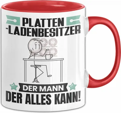 Produktbild von Plattenladenbesitzer Tasse Geschenk für Plattenladenbesitzer Der Mann Der Alles Kann Geschenkidee zum Geburtstag (Rot)