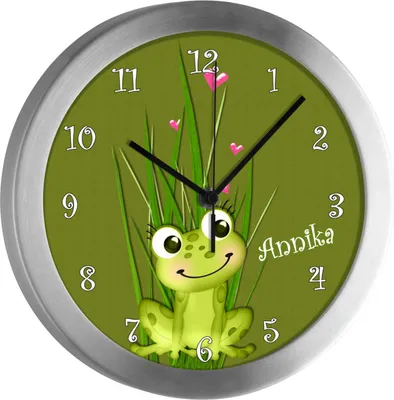 Produktbild von Kinderzimmer Funkwanduhr, Funkuhr Wanduhr Kinder, Frosch 25 cm