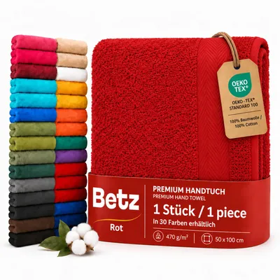 Produktbild von Betz Handtuch PREMIUM 100% Baumwolle 50x100 cm Gesicht- Hände- Körper- Handtuch Farbe - rot