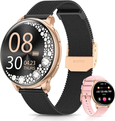 Produktbild von Smartwatch Damen, 1.27" mit Telefonfunktion, 24H SpO2 Pulsuhr, Fitnessuhr mit Schlafmonitor, 126 Sportmodi Schrittzähler IP68 iOS Android
