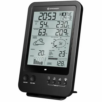 Produktbild von Bresser Basisstation für 5-in-1 Wetterstation, Display mit Wettertrend, Raumklima, Frostalarm, Uhrzeit & Mondphasen