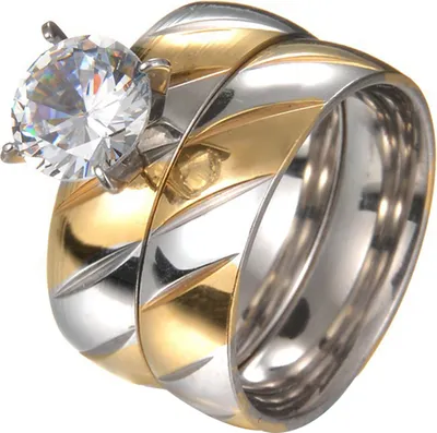 Produktbild von 1 Paar passender Paarring aus Edelstahl mit Zirkonia, Schmuck, Hochzeitsgeschenk-US 11