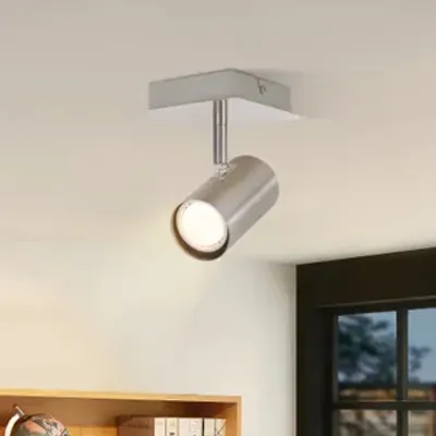 Zdjęcie produktu dla ZMH LED lampa sufitowa reflektor sufitowy 1 płomień GU10 lampa sufitowa korytarz 330° obrotowy nowoczesny reflektor sufitowy wewnętrzny nikiel do sypialni salon kuchnia korytarz