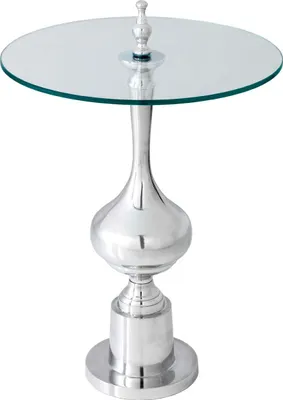 Image de Plateau en verre 65 cm, design argenté, table moderne pour salon - ACHETER MAINTENANT
