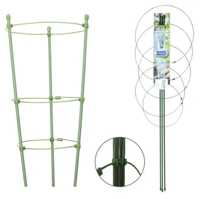 Produktbild von Grüne Pflanzenstütze 40 cm mit 3 Ringen, Ringdurchmesser 14, 16, 18 cm