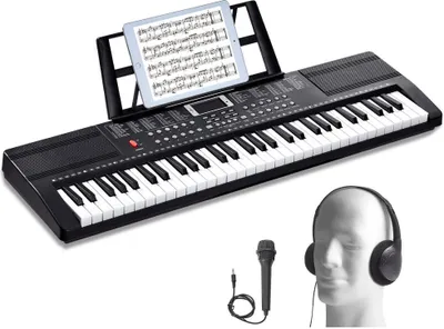 Obrázek produktu pro Digitální elektrické piano s 61 klávesami - Piano s 200 rytmy - Elektronická klaviatura pro začátečníky i pokročilé hráče - Přenosné a všestranné použití