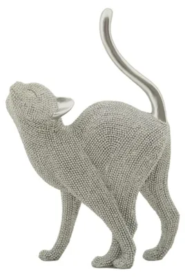 Image de Sculpture chat Sparky en résine argent effet cristaux