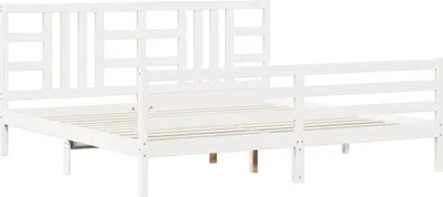 Produktbild von vidaXL Massivholzbett mit Kopfteil Weiß 200x200 cm