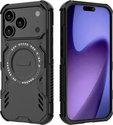 Obrázek produktu pro Magnetické pouzdro pro iPhone 17 Pro, hybridní PC a TPU nárazník, větrací otvory pro odvod tepla pouzdro Černý