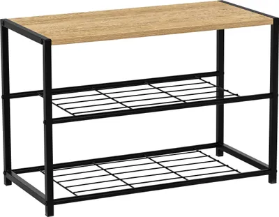 Immagine prodotto di Panca per scarpe Alizee - 63x30x43cm - decoro rovere/nero