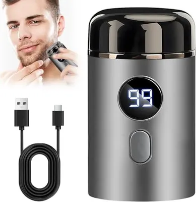 Produktbild von Elektrischer Mini Rasierer Herren, Tragbarer Mini-Rasierer, Portable Electric Shaver, USB Wiederaufladbare Kabellose Wasserdichte Rasiermaschinen für