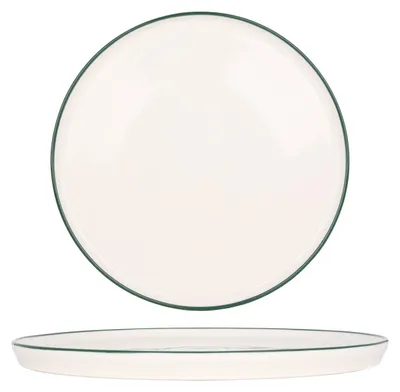 Image de Assiette plate Rinart - Bord vert - Porcelaine - 26 cm