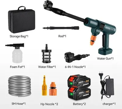 Immagine prodotto di Idropulitrice senza fili - 3500W - 200 bar - ugello multifunzione 6-in-1 - include 2 batterie