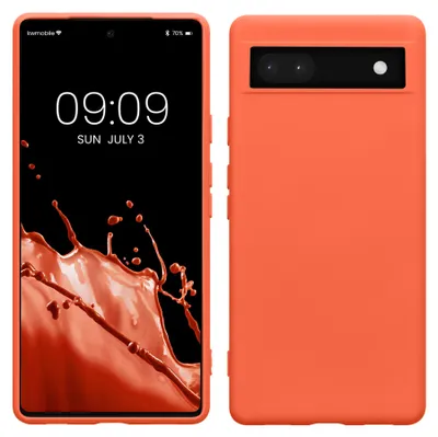 Produktbild von kwmobile Hülle kompatibel mit Google Pixel 6a Hülle - gummierte TPU Silikon Handyhülle - Schutzhülle für kabelloses Laden - Case in Leuchtende Koralle