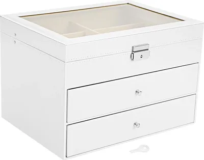 Immagine prodotto di Scatola portaocchiali e da esposizione - Scatola in legno/Finto cuoio - 24 scomparti - Chiudibile a chiave - Design a cassetti - Per occhiali da vista e da sole - Gioielli e orologi - Unisex