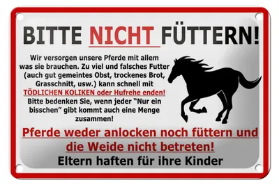 Produktbild von Blechschild Warnschild 18x12cm (Pferd) Bitte nicht füttern