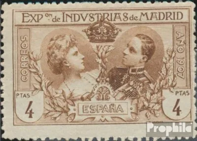 Produktbild von Briefmarken Spanien 1907 Mi A I f mit Falz Industrieausstellung