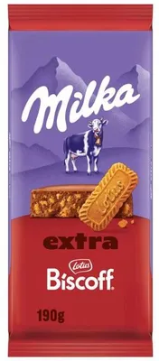 Image de Milka EXTRA Lotus Biscoff Lait Alpin Tablette de Chocolat Paquet 190g