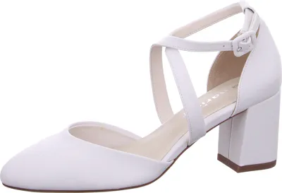 Produktbild von Tamaris Damen Pumps gekreuzte Riemchen Blockabsatz weiches Fußbett 1-24415-44, Größe:40 EU, Farbe:Weiß