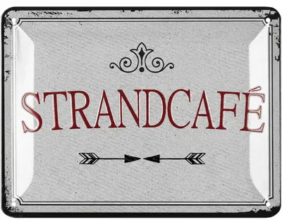 Produktbild von LANOLU Retro Blechschild STRANDCAFE retro Blechschilder Küche, Poster Kaffee Deko Küche als Coffee Bar Schild, Metallschild 15x20cm