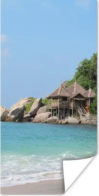 Produktbild von MuchoWow® Poster Strohhütte auf Ko Tao Thailand 80x160 cm - Kinderzimmer