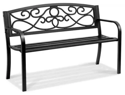 Image de Banc de jardin en métal 127 cm - Banc de parc capacité de charge 250 kg - 3 personnes avec dossier & accoudoirs - Banc de jardin vintage pour jardin, parc, cour, véranda